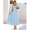 MEROKEETY Women’s Summer Lace Eyelet Maxi Dress 2026 Spring Casual Boho Flutter Sleeve Tiered Flowy Beach Vacation Dresses(Blue)
