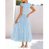 MEROKEETY Women’s Summer Lace Eyelet Maxi Dress 2026 Spring Casual Boho Flutter Sleeve Tiered Flowy Beach Vacation Dresses(Blue)