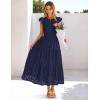 MEROKEETY Women’s Summer Lace Eyelet Maxi Dress 2026 Spring Casual Boho Flutter Sleeve Tiered Flowy Beach Vacation Dresses(Navy)