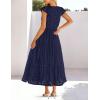 MEROKEETY Women’s Summer Lace Eyelet Maxi Dress 2026 Spring Casual Boho Flutter Sleeve Tiered Flowy Beach Vacation Dresses(Navy)