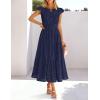 MEROKEETY Women’s Summer Lace Eyelet Maxi Dress 2026 Spring Casual Boho Flutter Sleeve Tiered Flowy Beach Vacation Dresses(Navy)