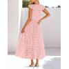 MEROKEETY Women’s Summer Lace Eyelet Maxi Dress 2026 Spring Casual Boho Flutter Sleeve Tiered Flowy Beach Vacation Dresses(Pink)