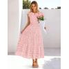 MEROKEETY Women’s Summer Lace Eyelet Maxi Dress 2026 Spring Casual Boho Flutter Sleeve Tiered Flowy Beach Vacation Dresses(Pink)