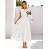 MEROKEETY Women’s Summer Lace Eyelet Maxi Dress 2026 Spring Casual Boho Flutter Sleeve Tiered Flowy Beach Vacation Dresses(White)