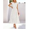 MEROKEETY Women’s Summer Lace Eyelet Maxi Dress 2026 Spring Casual Boho Flutter Sleeve Tiered Flowy Beach Vacation Dresses(White)