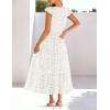 MEROKEETY Women’s Summer Lace Eyelet Maxi Dress 2026 Spring Casual Boho Flutter Sleeve Tiered Flowy Beach Vacation Dresses(White)
