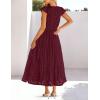 MEROKEETY Women’s Summer Lace Eyelet Maxi Dress 2026 Spring Casual Boho Flutter Sleeve Tiered Flowy Beach Vacation Dresses(Wine)