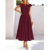 MEROKEETY Women’s Summer Lace Eyelet Maxi Dress 2026 Spring Casual Boho Flutter Sleeve Tiered Flowy Beach Vacation Dresses(Wine)