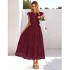 MEROKEETY Women’s Summer Lace Eyelet Maxi Dress 2026 Spring Casual Boho Flutter Sleeve Tiered Flowy Beach Vacation Dresses(Wine)