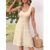 MEROKEETY Women’s Summer Sleeveless Mini Dress 2025 Casual Crewneck Crochet A Line Flowy Tank Sundress(Apricot)