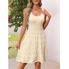 MEROKEETY Women’s Summer Sleeveless Mini Dress 2025 Casual Crewneck Crochet A Line Flowy Tank Sundress(Apricot)