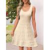 MEROKEETY Women’s Summer Sleeveless Mini Dress 2025 Casual Crewneck Crochet A Line Flowy Tank Sundress(Apricot)
