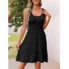 MEROKEETY Women’s Summer Sleeveless Mini Dress 2025 Casual Crewneck Crochet A Line Flowy Tank Sundress(Black)