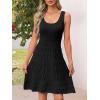 MEROKEETY Women’s Summer Sleeveless Mini Dress 2025 Casual Crewneck Crochet A Line Flowy Tank Sundress(Black)