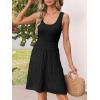 MEROKEETY Women’s Summer Sleeveless Mini Dress 2025 Casual Crewneck Crochet A Line Flowy Tank Sundress(Black)