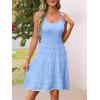 MEROKEETY Women’s Summer Sleeveless Mini Dress 2025 Casual Crewneck Crochet A Line Flowy Tank Sundress(Light Blue)