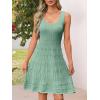MEROKEETY Women’s Summer Sleeveless Mini Dress 2025 Casual Crewneck Crochet A Line Flowy Tank Sundress(Pea Green)