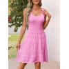 MEROKEETY Women’s Summer Sleeveless Mini Dress 2025 Casual Crewneck Crochet A Line Flowy Tank Sundress(Pink)