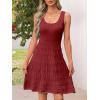 MEROKEETY Women’s Summer Sleeveless Mini Dress 2025 Casual Crewneck Crochet A Line Flowy Tank Sundress(Wine)