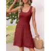 MEROKEETY Women’s Summer Sleeveless Mini Dress 2025 Casual Crewneck Crochet A Line Flowy Tank Sundress(Wine)