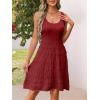 MEROKEETY Women’s Summer Sleeveless Mini Dress 2025 Casual Crewneck Crochet A Line Flowy Tank Sundress(Wine)