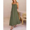 MEROKEETY Women’s Summer Spaghetti Straps Sundress 2026 Casual Sleeveless Floral Lace Eyelet Boho Beach Maxi Dress(Army)