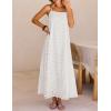 MEROKEETY Women’s Summer Spaghetti Straps Sundress 2026 Casual Sleeveless Floral Lace Eyelet Boho Beach Maxi Dress(White)