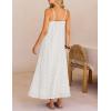 MEROKEETY Women’s Summer Spaghetti Straps Sundress 2026 Casual Sleeveless Floral Lace Eyelet Boho Beach Maxi Dress(White)