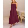 MEROKEETY Women’s Summer Spaghetti Straps Sundress 2026 Casual Sleeveless Floral Lace Eyelet Boho Beach Maxi Dress(Wine)