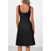 MEROKEETY Women’s Summer Strap Square Neck Mini Dress Sleeveless Pleated A Line Swing Sweater Dress(Black)