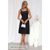 MEROKEETY Women’s Summer Strap Square Neck Mini Dress Sleeveless Pleated A Line Swing Sweater Dress(Black)