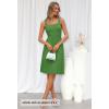 MEROKEETY Women’s Summer Strap Square Neck Mini Dress Sleeveless Pleated A Line Swing Sweater Dress(Green)