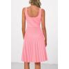 MEROKEETY Women’s Summer Strap Square Neck Mini Dress Sleeveless Pleated A Line Swing Sweater Dress(Pink)