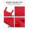 MEROKEETY Women’s Summer Strap Square Neck Mini Dress Sleeveless Pleated A Line Swing Sweater Dress(Red)