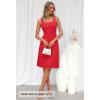 MEROKEETY Women’s Summer Strap Square Neck Mini Dress Sleeveless Pleated A Line Swing Sweater Dress(Red)