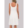 MEROKEETY Women’s Summer Strap Square Neck Mini Dress Sleeveless Pleated A Line Swing Sweater Dress(White)