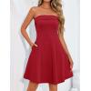 MEROKEETY Women’s Summer Strapless Dress 2026 Tube Top Off Shoulder Homecoming Graduation Cocktail Party Club Mini Dresses(Red)