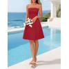 MEROKEETY Women’s Summer Strapless Dress 2026 Tube Top Off Shoulder Homecoming Graduation Cocktail Party Club Mini Dresses(Red)