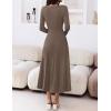 MEROKEETY Women’s Sweater Dress 2025 Fall Winter Casual Long Sleeve Square Neck Pleated Church Work Knit Midi Dresses(Coffee)