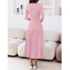 MEROKEETY Women’s Sweater Dress 2025 Fall Winter Casual Long Sleeve Square Neck Pleated Church Work Knit Midi Dresses(Lightpink)