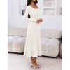 MEROKEETY Women’s Sweater Dress 2025 Fall Winter Casual Long Sleeve Square Neck Pleated Church Work Knit Midi Dresses(White)
