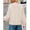MEROKEETY Women’s Winter Floral Sweater Crew Neck Lantern Sleeve 2025 Fall Trendy Warm Chunky Oversized Pullover Tops(Apricot)