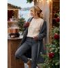 MEROKEETY Women’s Winter Floral Sweater Crew Neck Lantern Sleeve 2025 Fall Trendy Warm Chunky Oversized Pullover Tops(Apricot)