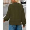 MEROKEETY Women’s Winter Floral Sweater Crew Neck Lantern Sleeve 2025 Fall Trendy Warm Chunky Oversized Pullover Tops(Armygreen)