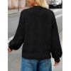 MEROKEETY Women’s Winter Floral Sweater Crew Neck Lantern Sleeve 2025 Fall Trendy Warm Chunky Oversized Pullover Tops(Black)