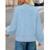 MEROKEETY Women’s Winter Floral Sweater Crew Neck Lantern Sleeve 2025 Fall Trendy Warm Chunky Oversized Pullover Tops(Blue)