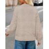 MEROKEETY Women’s Winter Floral Sweater Crew Neck Lantern Sleeve 2025 Fall Trendy Warm Chunky Oversized Pullover Tops(Cashmere)