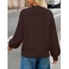 MEROKEETY Women’s Winter Floral Sweater Crew Neck Lantern Sleeve 2025 Fall Trendy Warm Chunky Oversized Pullover Tops(Coffee)