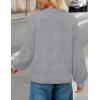 MEROKEETY Women’s Winter Floral Sweater Crew Neck Lantern Sleeve 2025 Fall Trendy Warm Chunky Oversized Pullover Tops(Grey)