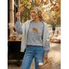 MEROKEETY Women’s Winter Floral Sweater Crew Neck Lantern Sleeve 2025 Fall Trendy Warm Chunky Oversized Pullover Tops(Grey)